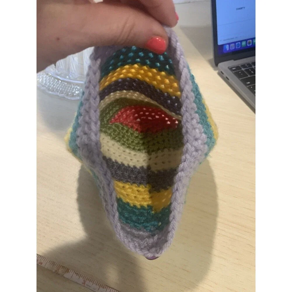 Handmade Baby Knit Beanie rainbow colors and buttons Unisex Beanie One size